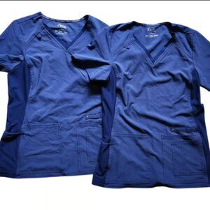 Set Of 2 NWOT Cherokee Iflex Scrub Tops CK605 Women's Small Navy